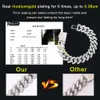 RTS Cuban Link Chain Heavy Silver 10mm 12mm 2Rows VVS Moissanite Diamond för fint smyckeshalsband