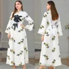 Ethnische Kleidung, bestickte Blume, marokkanischer Kaftan, Dubai, Türkei, Abaya, Damen, muslimisches Maxikleid, arabische Robe, islamische Jalabiya, Eid Ramadan