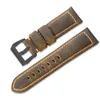 Skicka äkta kalvläder Watch Strap Armband Watch Bands Brown Watchband för Pan 22mm 24mm 26mm Erai315a