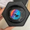 Полнофункциональные наручные часы Time Iced Out GA 2100 со светодиодной подсветкой и двойным дисплеем для мужчин, женщин и девушек, повседневные спортивные электронные аналоговые цифровые женские водонепроницаемые часы с оригинальной коробкой