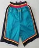 Nieuwe shorts Teamshorts 9697 Vintage Baseketballshorts met ritssluiting Hardloopkleding Teal Kleur Net klaar Maat SXXL1410228