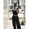 Fashion Women Summer Wide Leg Pants Elasticity Waist Pants Straight Pant Loose Sweatpants Long Trousers Luxury Pants