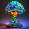 Bordslampor Retro Creative Painted Glass Plant Lamp Färgglada dekorativt sovrum Bedside Flower Mushroom Atmosphere