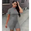 2024 Designer Kurzarm Strampler Sommer Frauen Bodycon Overalls Casual Solide Dünne Playsuits Einteilige Outfits Weibliche Silm Overalls Großhandel Kleidung