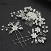 Pinces à cheveux perles d'eau douce peigne cristal bâtons de mariage ensemble Barrettes épingles à cheveux bijoux casque accessoires chapeaux