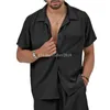 Tute da uomo estive 2024 Set larghi da uomo Camicia da taschino stile casual Abito estivo a maniche corte colletto cubano