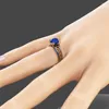 Cluster Rings Hoyon 14K Gold Color Blue Sapphire Ring for Women Wedding Jewelry Diamond Style Red Gemstone Ruby Rose