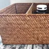 Jewelry Pouches 3-Section Wicker Baskets For Shelves Hand-Woven Seagrass Storage Toilet Paper Basket Large