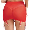 Spódnice kobiet seksowne patrz przez mini spódnicę elastyczne pasa podwiązki 6 Regulowane paski z klipsami o wysokiej talii cosplay