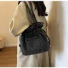 Sacs de soirée Mode Denim Femmes Seau Sac à bandoulière Haute Capacité Femme Bandoulière ébouriffée sous le bras pour