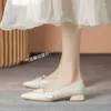 Casual Schuhe Frühling Leder Schleife Band Flache Frau Spitze Zehen Perle Dekoration Slip Auf Loafers Zwei Trägt Plissee Ballerinas für Frauen