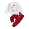 Conjuntos de roupas da criança do bebê roupas de natal roupas manga longa moletom calças conjunto outono inverno bonito natal agasalho