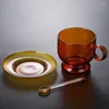 Wine Glasses Iced Coffee P Cus For And Tea Glass Cup Nordic Colored Saucer Set Pretty Drinkware Espresso