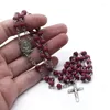 Colares Pingente Handmade DIY Frisado 4 5mm Contas Rosário Religioso Cruz Católica Pendent Mulheres Oração Acessórios Presentes Para Feminino