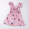 Flickaklänningar exklusiva Girlymax Independence Day 4 juli Baby Girls Boutique Clothes Milk Silk Star Dress Ruffles