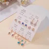 Studörhängen 7 par Veckdagar Glänsande för kvinnor 2024 Trend Fashion Simple Korean Ear Crystal One Earring Set