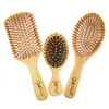 6 pçs pentes de madeira conjunto saudável paddle couro cabeludo escova de bambu almofada cabeça massagem escova cuidados com o cabelo gota 240301