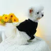 Abbigliamento per cani, abito da sposa elegante con decorazione a fiocco di fiori 3D. Elegante giuntura in rete per animali domestici da principessa per occasioni fantasiose