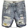 Heren Jeans Groothandel 2021 Koreaanse Mode Mannen Casual Bedelaar Gat Denim Shorts Merk Gedrukt Patch Gescheurde Korte Broek