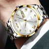 Casual Simple Quartz Mens Watches Complete Calendar High Definition Luminous Diamond Dial Stainless Steel Wearproof Watch Availabl279f