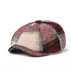 Berets 2024 Autumn and Winter Polyester Print Sboy Caps Flat Peaked Cap Men Women Painter Beret Hats 125