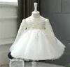 Bebê menina vestido de casamento manga longa meninas recém-nascidas natal princesa vestidos contas rendas infantil crianças 1 ano aniversário batismo vestido lj3056171