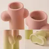 Vases Boyou2pcs 21.5cm Tall Gradient Color Ceramic Vase Modern Pink Room Decoration Dried Flower Arrangement Interior Cute Living