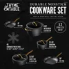 أدوات الطهي مجموعات الزعتر طاولة غير لاصق 12 قطعة مجموعة رائعة لجميع cooktops غسل الإسفنج المناسبة مع الذهب المائي الدافئ