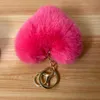 Porte-clés coeur boule Pom porte-clés moelleux fausse fourrure de lapin pompon femmes sac pendentif bijoux porte-clés cadeau de fête