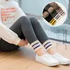 Winter Thickening Warm Pants For girls 3-12 Year Stripe Leggings Children Girl Skinny Plus Velvet Pencil Trousers 240226