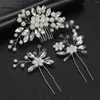 Pinces à cheveux perles d'eau douce peigne cristal bâtons de mariage ensemble Barrettes épingles à cheveux bijoux casque accessoires chapeaux