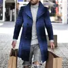 Casacos de Trench Masculinos Outono e Inverno Produtos Mangas Moda Anti-congelante Solto Longo Homens Fit Casual Xadrez Engrossado Casaco de Lã