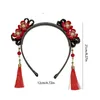 Haaraccessoires Bloem Kinderen Pruik Hoofdband Eenvoudige Kwastje Vlecht Hanfu Sticks Pluche Baby Hoofddeksels Chinese Jaar Meisjes