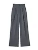 Wixra Women Casual Pants Pakiet Zipper High talia Striped Office Lady Stylowe luźne spodni 240228