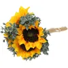 Dekorative Blumen Hochzeitssträuße für die Braut Simulierte Sonnenblume Künstliche Party-Po-Requisiten
