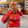 Keychains 4Colors Cute Presbyopia Leather Coin Purse Headset School Design Tassel Ring Leather Keychains smycken Charmkedjor 240303