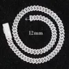 RTS Cuban Link Chain Heavy Silver 10mm 12mm 2Rows VVS Moissanite Diamond för fint smyckeshalsband
