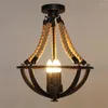 Pendant Lamps American Industrial Rope Spherical Iron Lights Art Deco Bar Restaurant Hanging Loft Master Bedroom Fixtures