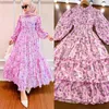 Ethnic Clothing Dubai Abaya Muslim Women Fashion Floral Print Long Maxi Dress Turkey Arab Kaftan Islamic Eid Party Gown Femme Jalabiya