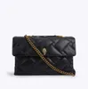 Kurt Geiger London Kensington Handtaschen aus weichem Leder, luxuriöse schwarze Ketten-Umhängetasche, große Umhängetasche und Tasche 1126ess