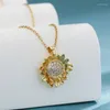 Pendentif Colliers Zircon Tournesol Collier Collier Chaîne En Acier Inoxydable Cuivre Anniversaire Cadeau Designer Bijoux