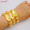 Luksusowe unikalne afrykańskie mankiety Dubai Gold Color Banles for Women Arabic Charm Etiopian Bransoletka Nigerian Wedding Biżuter Prezenty 240219