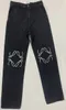 Dżinsy projektantka damska spoda w damach nogi otwarte widelc proste luźne spodnie dżinsowe marka marka odzież haftowanie drukowania swobodnie codziennie przez cały sezon