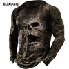 Horror Skulls Stampa 3D Uomo Street Style Magliette Primavera Autunno Manica lunga Scheletro Modello Uomo Casual T-shirt 6XL Grandi dimensioni Top 240226