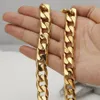 14K Yellow Gold Stainless Steel Heavy Curb Mens Cuban Chain Boys Necklace 24 275f