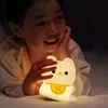 LED Night Lights Cute Cat Dog Soft Silicone Lamp Rechargeable Dimmable Bedside Decor Kids Baby Rabbit Nightlight Birthday Gifts 240227