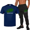 Ensemble T-shirt et pantalon d'été pour hommes, marque décontractée, fitness, jogging, T-shirt, pantalon, mode Hip hop, survêtement