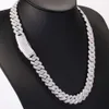 Hot Selling Hip Hop Jewelry 2 rader 14 mm VVS Moissanite Diamond 925 Sterling Silver Cuban Link Chain