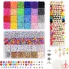 7000 szt. Zestaw akcesoriów z koralikami DIY Polimerowe gliniane koraliki Zestaw 6 mm Rainbow Color Flat Chip Beads Boho Bransoletka Naszyjka Making Litera 240220