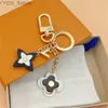 Keychains Lanyards Luxury Blooming Keychains Designer Ring Woman Styles Portachiavi With Letter Fashion Petal 240303